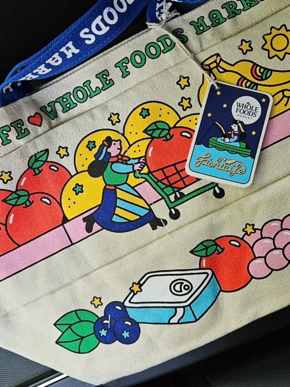 Whole Foods Market x Fishwife Medium Canvas Cream Tote Bag Limited Edition NWT - Picture 2 of 3